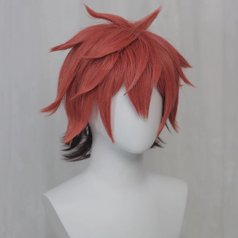Uwowo Twisted-Wonderland Ace Trappola Cosplay Wig Heartslabyul 30cm Brown Red Black Short Hair - Image 2
