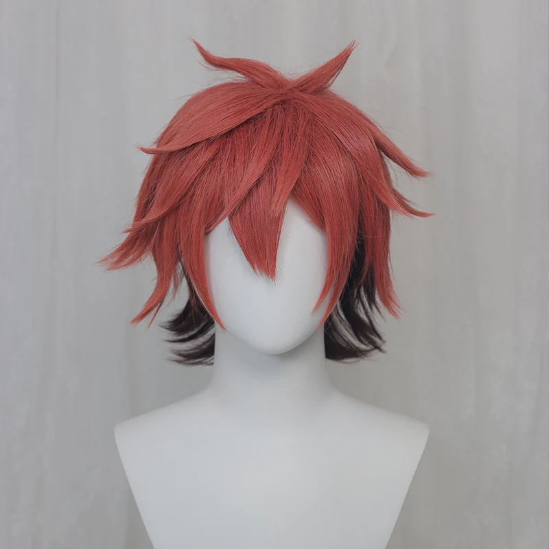 Uwowo Twisted-Wonderland Ace Trappola Cosplay Wig Heartslabyul 30cm Brown Red Black Short Hair - Image 3