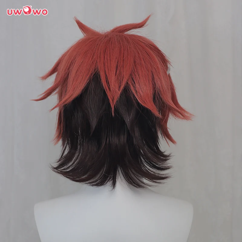 Uwowo Twisted-Wonderland Ace Trappola Cosplay Wig Heartslabyul 30cm Brown Red Black Short Hair - Image 4