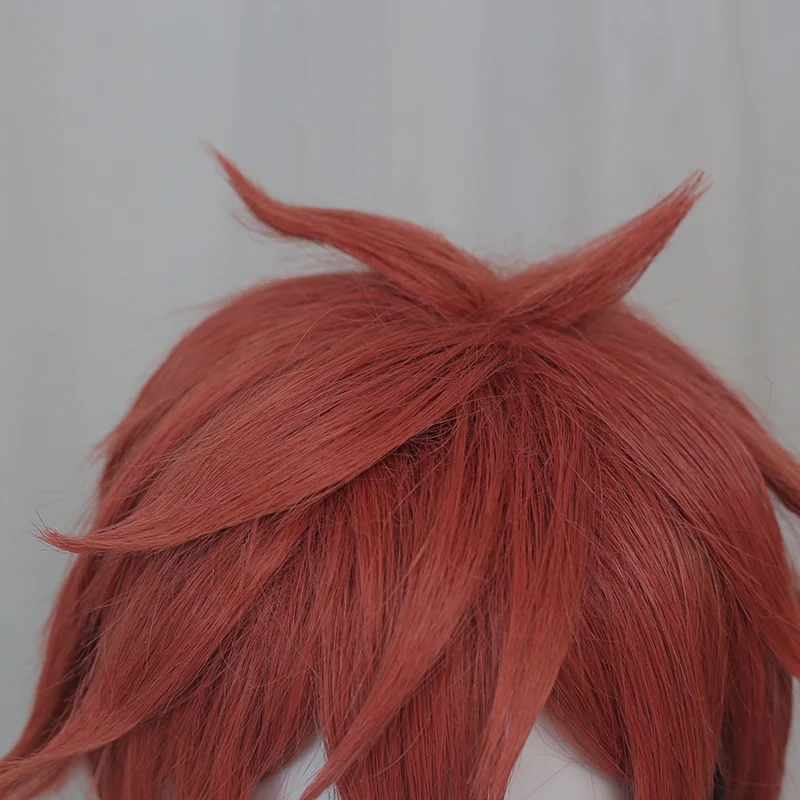 Uwowo Twisted-Wonderland Ace Trappola Cosplay Wig Heartslabyul 30cm Brown Red Black Short Hair - Image 5
