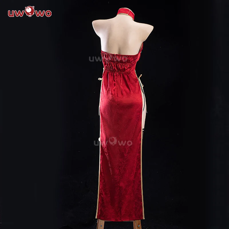 INSTOCK Uwowo Azur Lane IJN Taihou New Year Red Qipao Cheongsam Boudoir Cosplay Costume S-3XL - Image 4