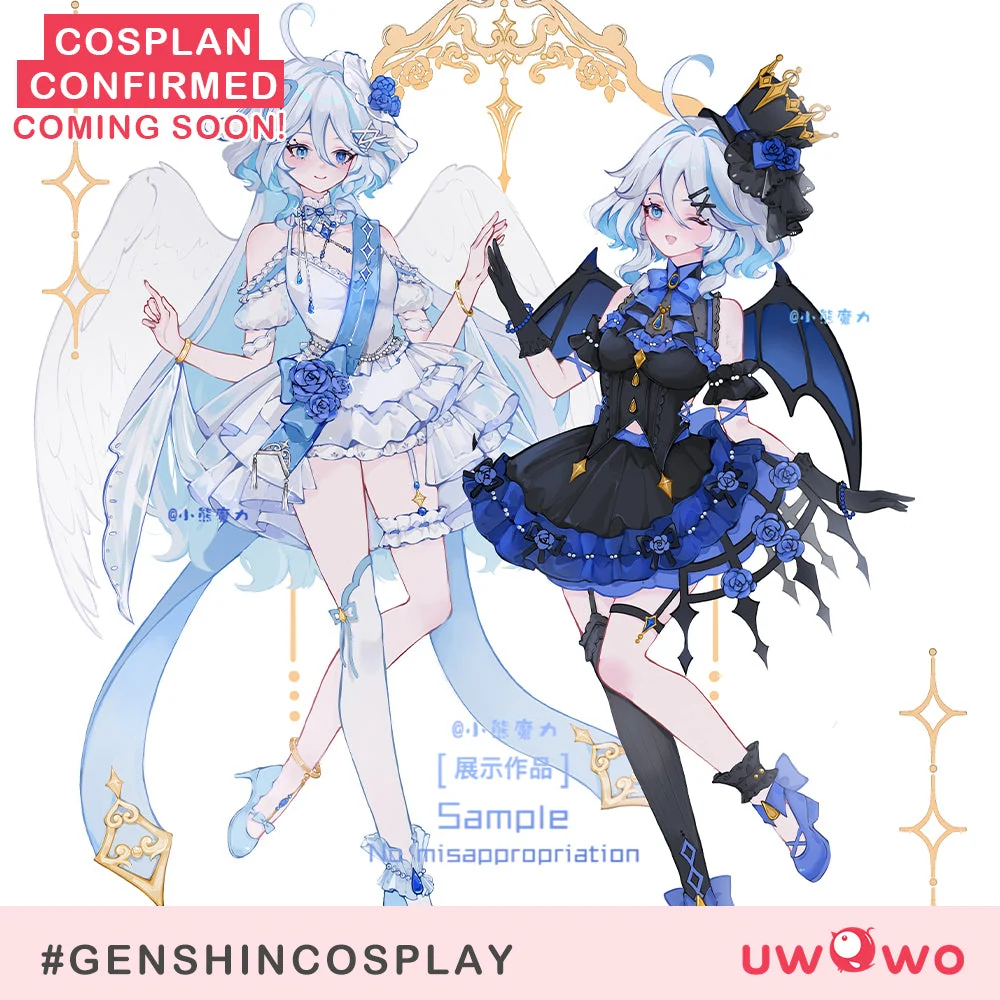 [Last Batch]【In Stock】Uwowo Genshin Impact Fanart Furina Focalors White Angel Lolita Dress Cosplay Costume - Image 6