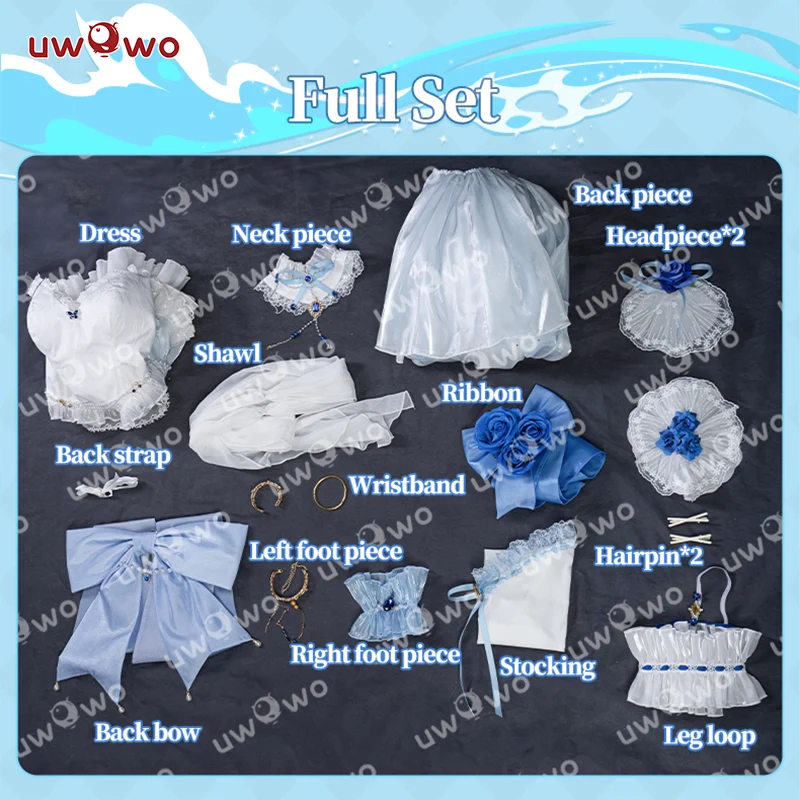[Last Batch]【In Stock】Uwowo Genshin Impact Fanart Furina Focalors White Angel Lolita Dress Cosplay Costume - Image 7