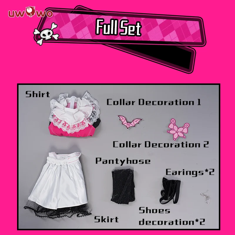 S-3XL INSTOCK Uwowo Upgrade Draculaura G1 Pink Suit Vampire Anime Female Halloween Cosplay Costumes - Image 8