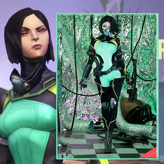 INSTOCK S-3XL Uwowo Valorant Viper Plugsuit Bodysuit Cosplay Costume - Image 2