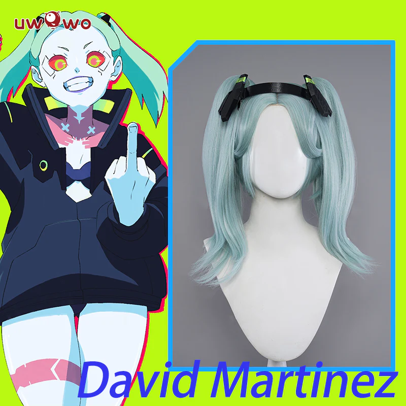 【Pre-sale】Uwowo Anime Cyberpunk: Edgerunners Cosplay Rebecca Cosplay Wig Light Blue Hair With Ponytail