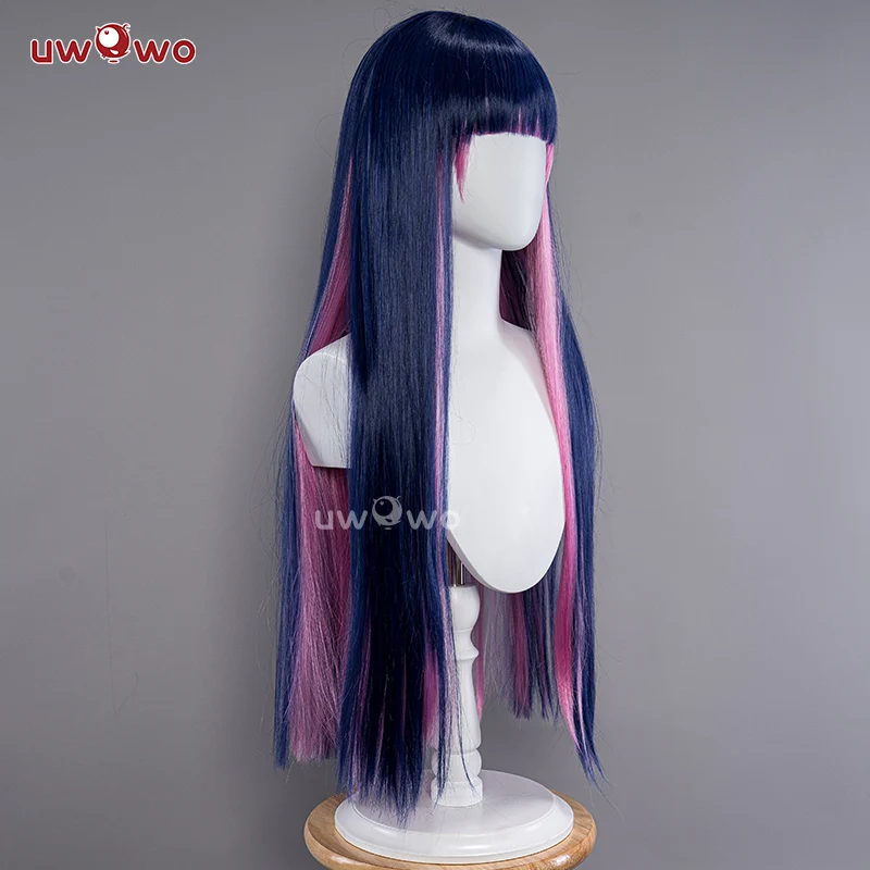 Uwowo Anime Panty & Stocking with Garterbelt Cosplay Wig Stocking·Anarchy Blue And Pink Long Hair - Image 3