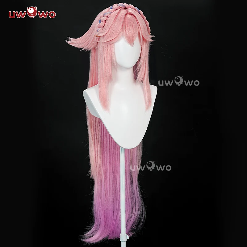 Uwowo Genshin Impact Fanart Yae Miko Illustration Cosplay Wig Long Pink Hair - Image 3