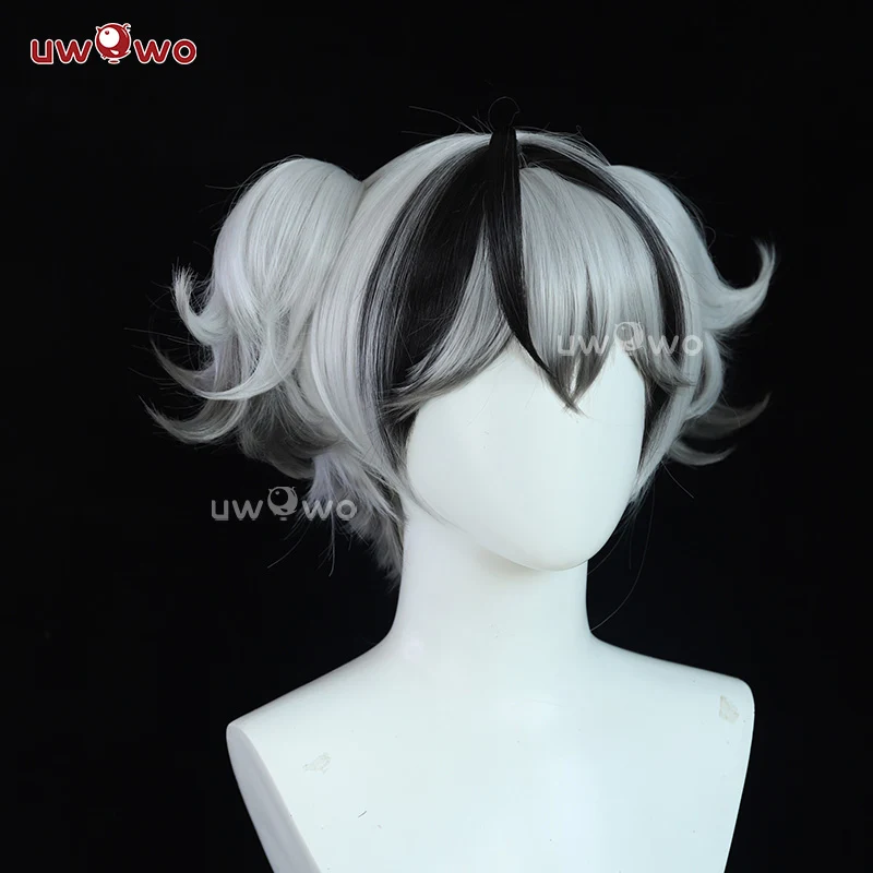 Uwowo Game Wuthering Waves Chun Camellya Cosplay Wig Middle Black And Silver Hair With Ponytails - Image 2