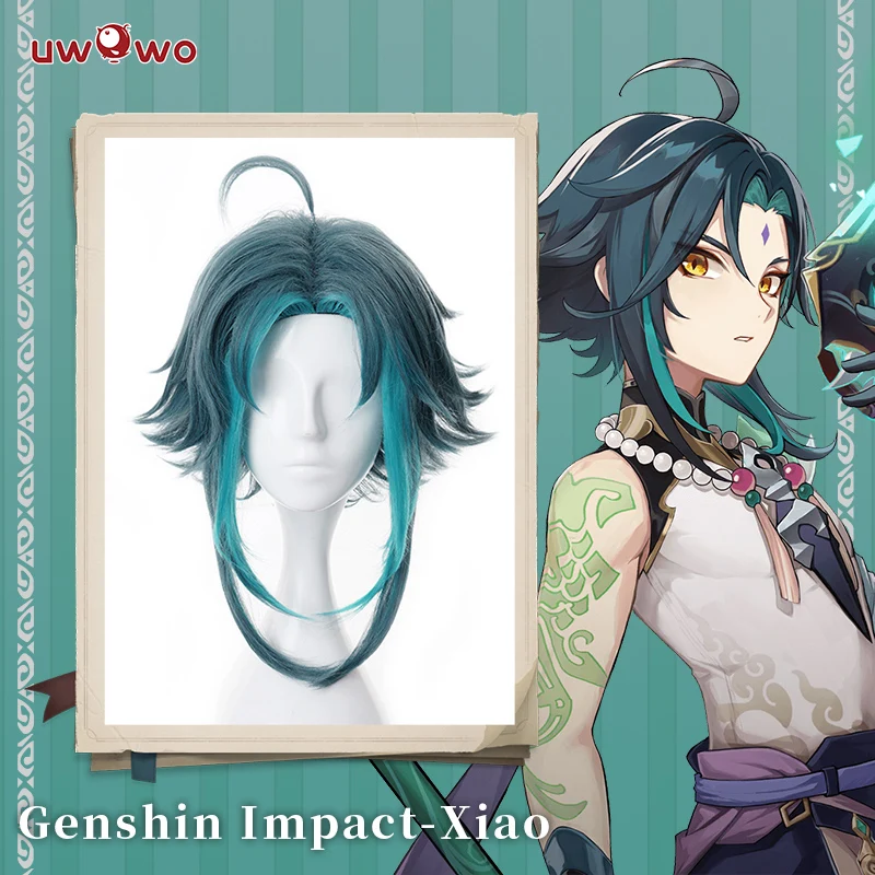 【Pre-sale】Uwowo Genshin Impact Cosplay Wig Xiao wig Short Light Green Hair