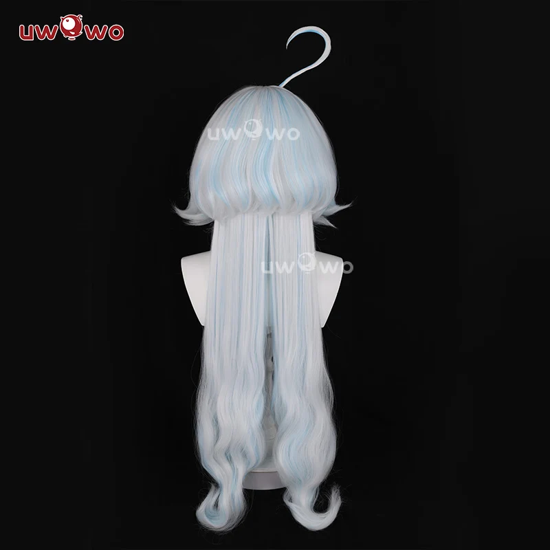 Uwowo Genshin Impact Fanart Furina Chinese Style Lolita Dress Cosplay Wig Long Gradient Blue Hair - Image 3
