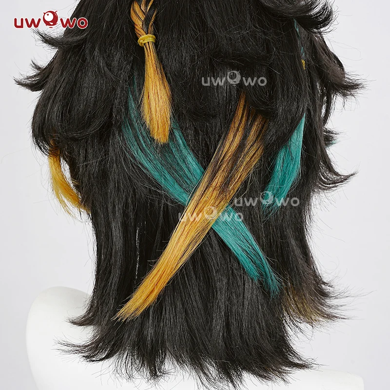 【Pre-sale】Uwowo Genshin Impact Natlan Dendro Kinich Cosplay Wig Short Black Hair - Image 5