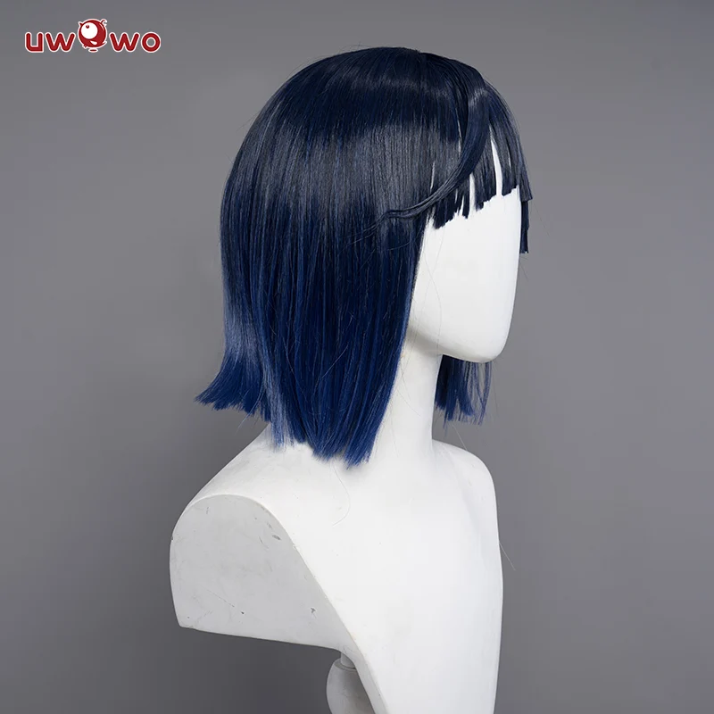 Uwowo Genshin Impact Yelan Liyue Hydro Female Cosplay Wig Short Blue Hair - Image 5