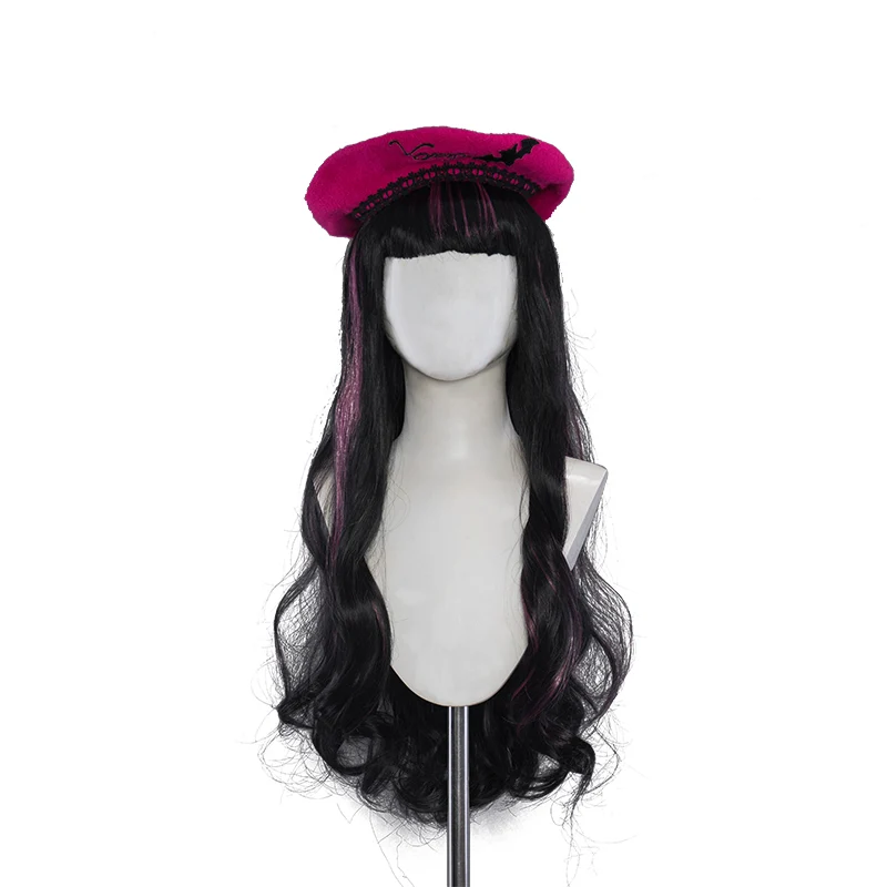 [In Stock] Uwowo Cosplay Wig Draculaura Spiderweb Cape Beret Gothic Dress Wig Long Curly Hair - Image 6