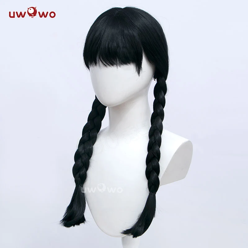 Uwowo Movie Wednesday Addams Cosplay Wig Women Long Braided Hair - Image 4