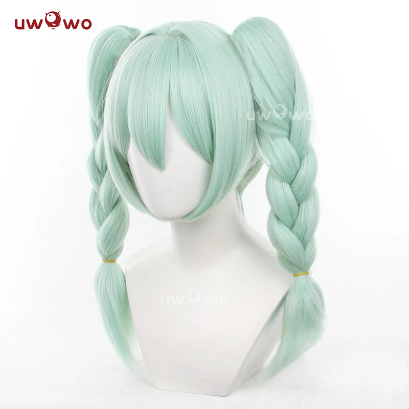 Uwowo V Singer Cute Bunny Cosplay Wig Middle Light Green Hair - Image 3