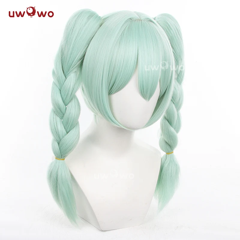Uwowo V Singer Cute Bunny Cosplay Wig Middle Light Green Hair - Image 4