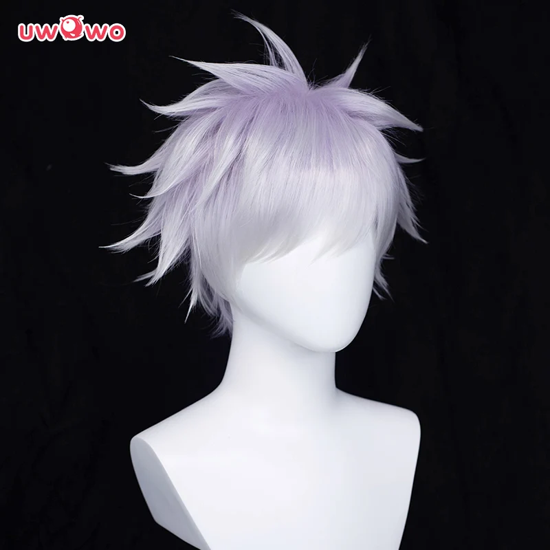 Uwowo Anime Jujutsu Kaisen Satoru Gojo Cosplay Wig 28CM Light purple white Gradient Short Hair - Image 3