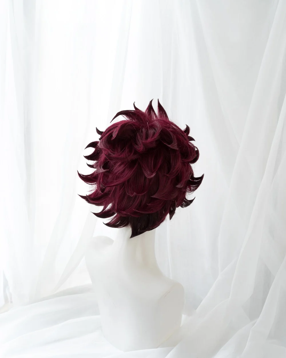 Uwowo Anime Tanjirou Cosplay Wig  Corps Uniform Wig 25cm Short Wine Red Wig - Image 4