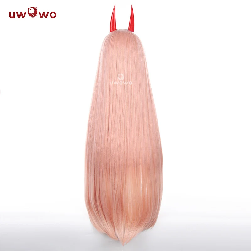 Uwowo Anime Wig Cosplay Wig Light Orange Long Hair With Horns - Image 3