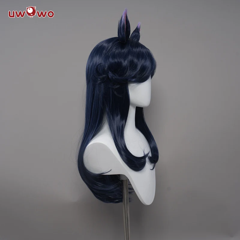 Uwowo ASU 2023 Nine Tailed Fox Fur Cosplay Wig Long Purple Hair With Ears - Image 2