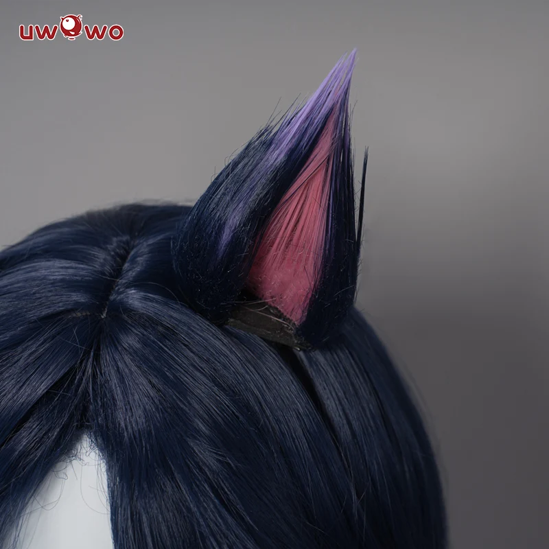 Uwowo ASU 2023 Nine Tailed Fox Fur Cosplay Wig Long Purple Hair With Ears - Image 4