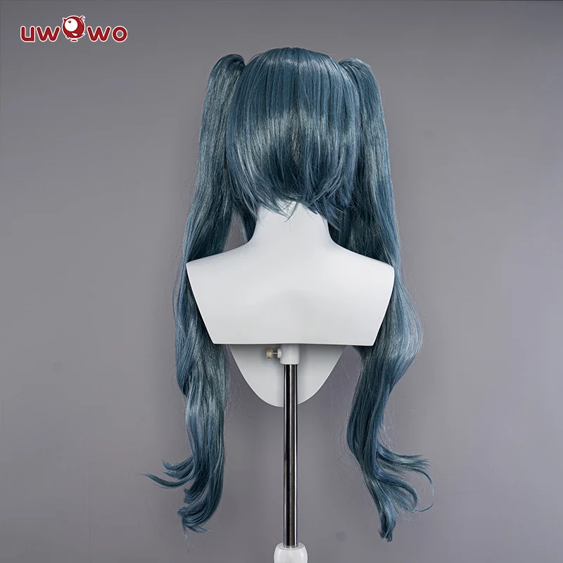 Uwowo Azur Lane KMS Regensburg Darksteel Dragon Iron Blood Sheer 18+ Sexy Cosplay Wig Light Blue Long Hair With Ponytails - Image 4