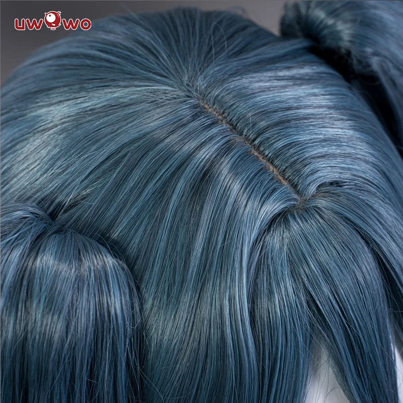 Uwowo Azur Lane KMS Regensburg Darksteel Dragon Iron Blood Sheer 18+ Sexy Cosplay Wig Light Blue Long Hair With Ponytails - Image 5