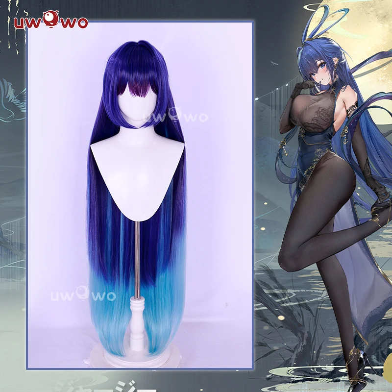 Uwowo Azur Lane New Jersey Dancing in the Moonlight Gown Boudoir Cosplay Wig Long Blue Hair - Image 5