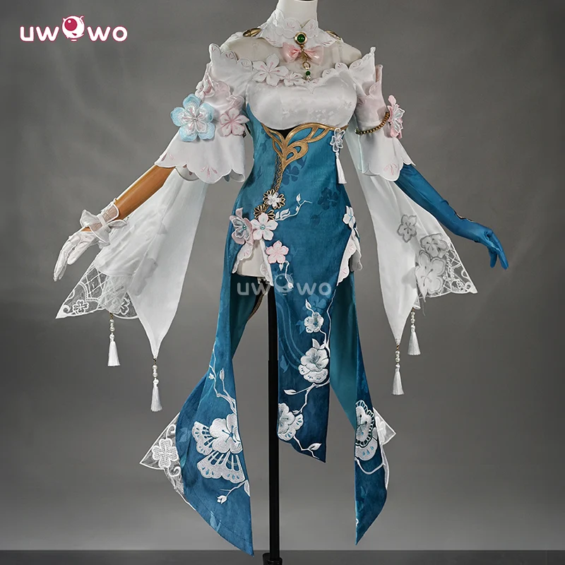 Uwowo Collab Series: Deluxe Ruan Mei Honkai Star Rail Plumblossom Letter Qipao Cosplay Costume S-2XL
