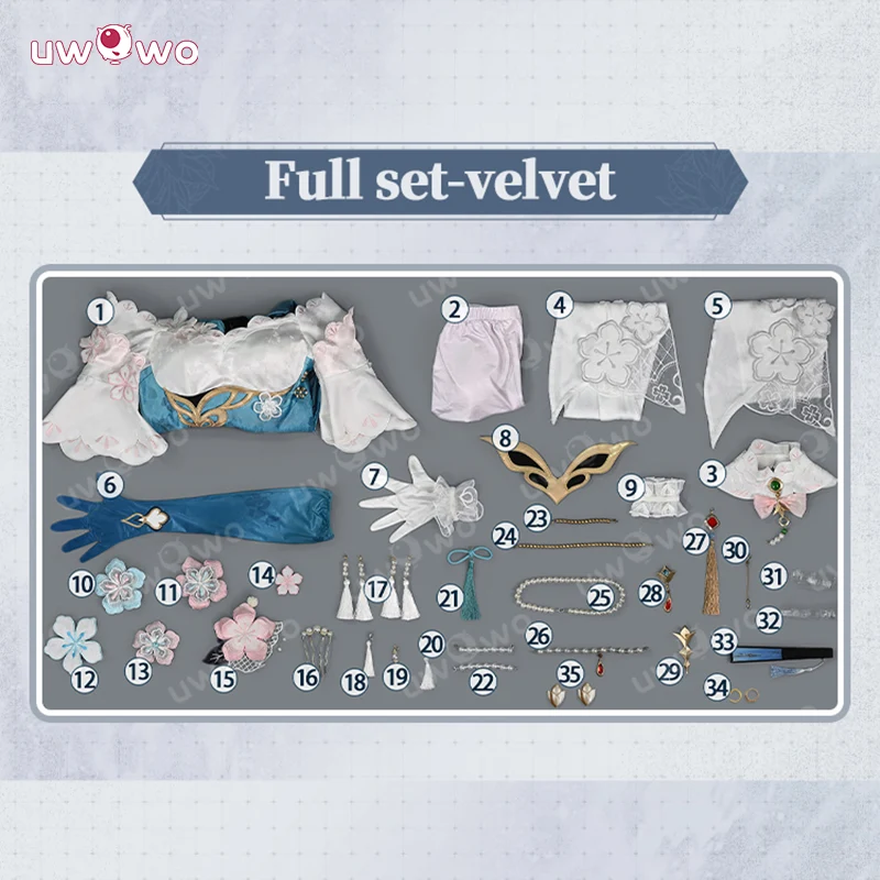 Uwowo Collab Series: Deluxe Ruan Mei Honkai Star Rail Plumblossom Letter Qipao Cosplay Costume S-2XL - Image 5