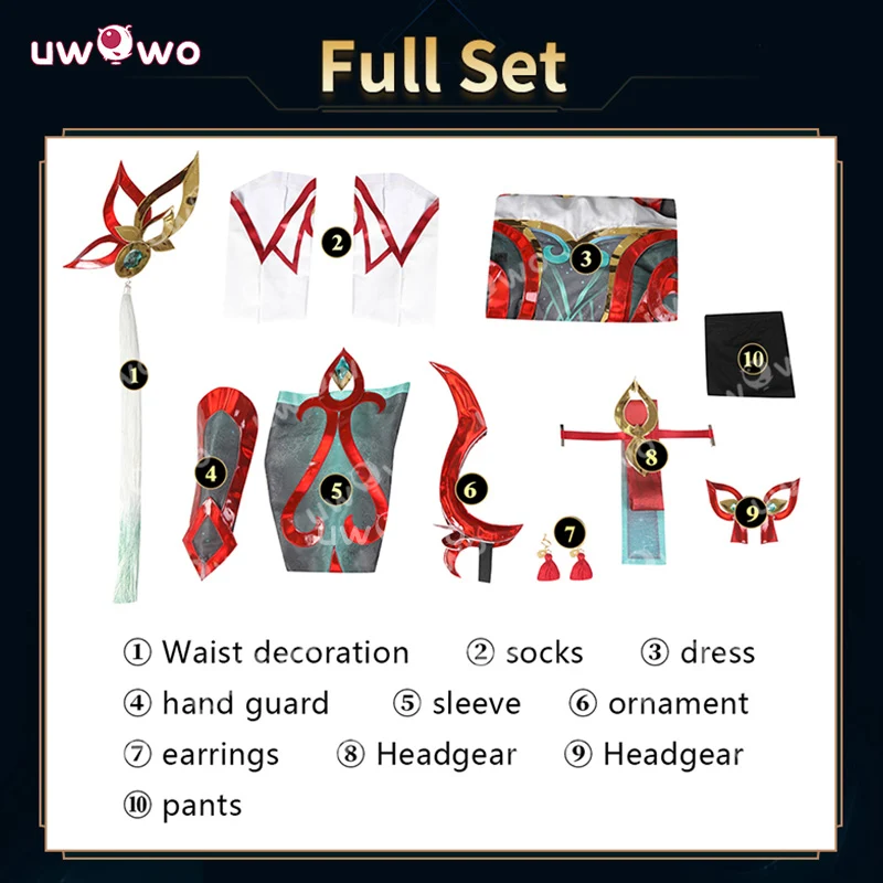 Uwowo Collab Series: Game Female Cosplay Costume Green - Image 5