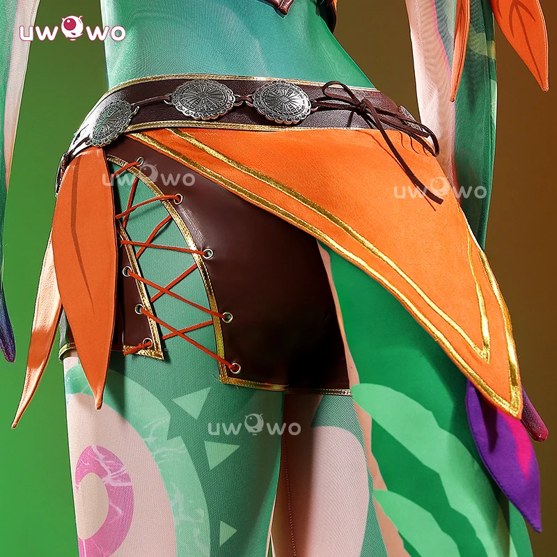 Uwowo Collab Series: Game Rainbow Lizard Girl Fantasy Outfit with Tail and Ears Cosplay Costume S-3XL - Image 4