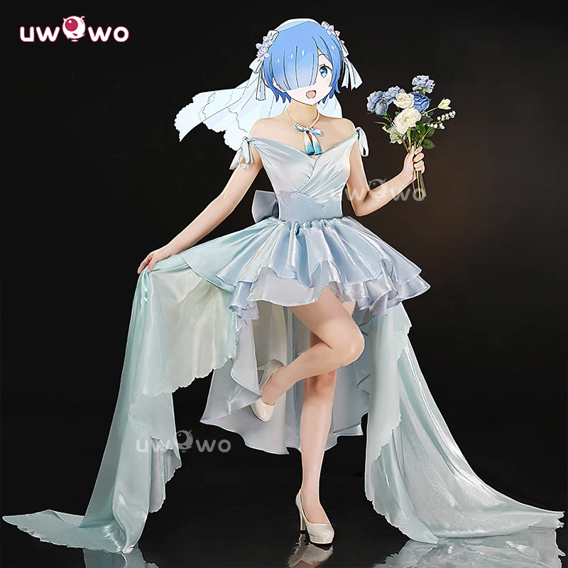 Uwowo Collab Series: Re: Zero Rem Emilia TCG Wedding Dress Cosplay Costume S-3XL - Image 3