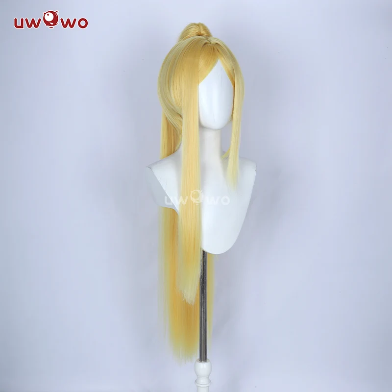 Uwowo Commander White Mercy Skin Cosplay Wig Long Yellow Hair - Image 3