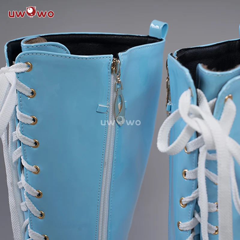 Uwowo Cosplay Shoes Universal Shoes Boots Black Blue White Rose High Tube Boots - Image 14