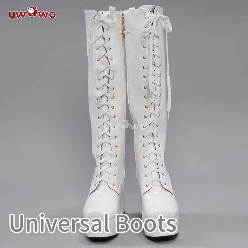 Uwowo Cosplay Shoes Universal Shoes Boots Black Blue White Rose High Tube Boots - Image 4
