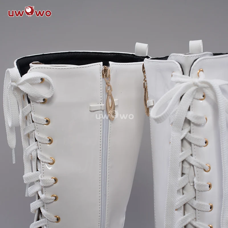 Uwowo Cosplay Shoes Universal Shoes Boots Black Blue White Rose High Tube Boots - Image 5