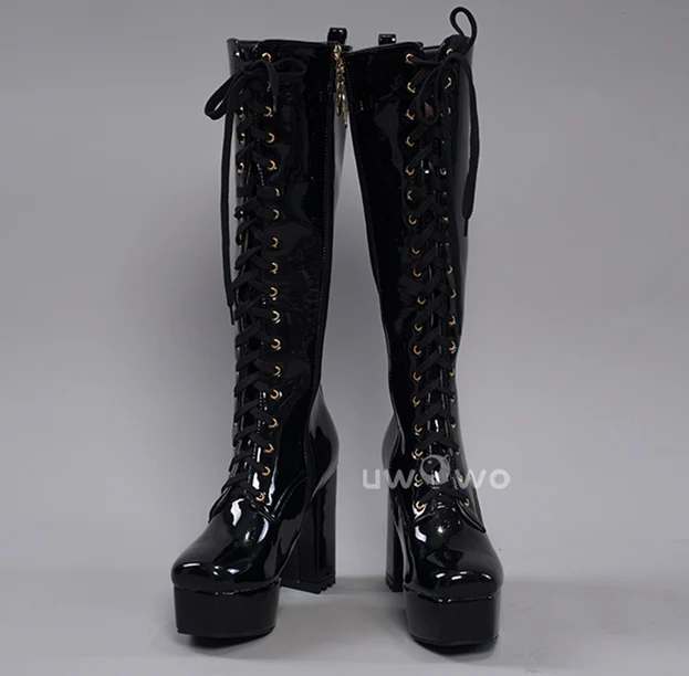 Uwowo Cosplay Shoes Universal Shoes Boots Black Blue White Rose High Tube Boots - Image 7