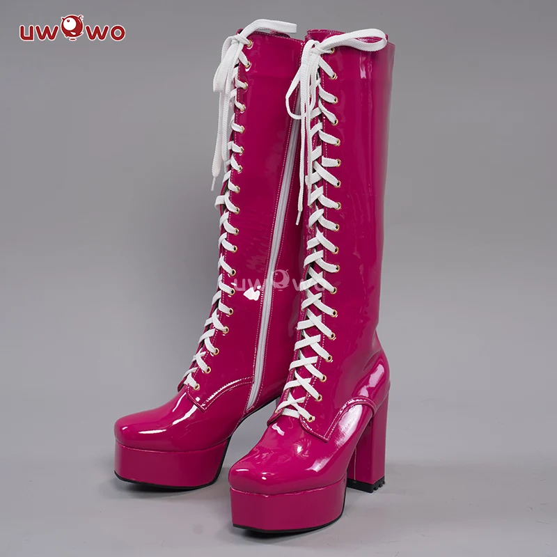 Uwowo Cosplay Shoes Universal Shoes Boots Black Blue White Rose High Tube Boots - Image 9