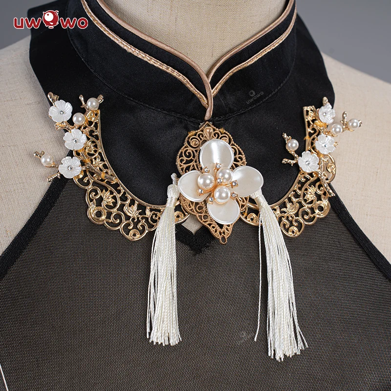 Uwowo Game Azur Lane Chenhai Black Chinese Dress Cheongsam Sexy Cosplay Costume - Image 4