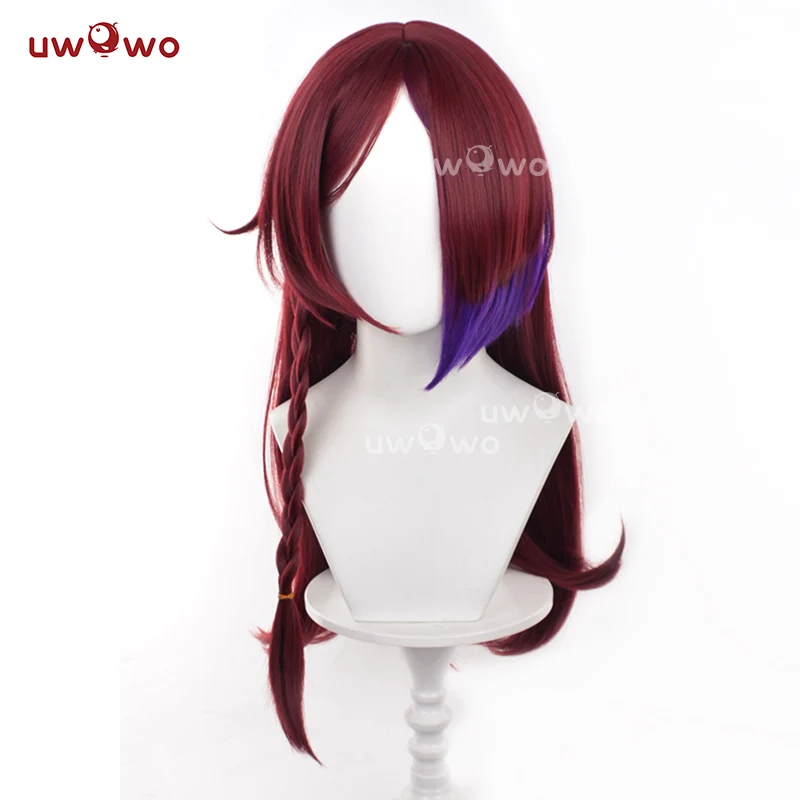 Uwowo Game Genshin Impact Chasca Wig Long Wine Hair - Image 2