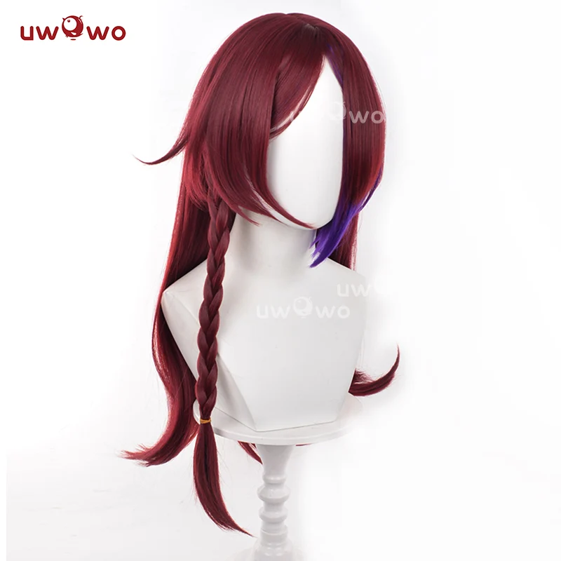 Uwowo Game Genshin Impact Chasca Wig Long Wine Hair - Image 3