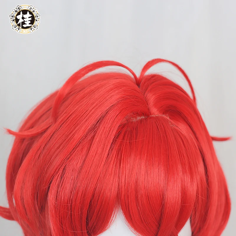 Uwowo Game Genshin Impact Diluc The Dark Side of Dawn Cosplay Wig 80cm Red Long Hair - Image 4