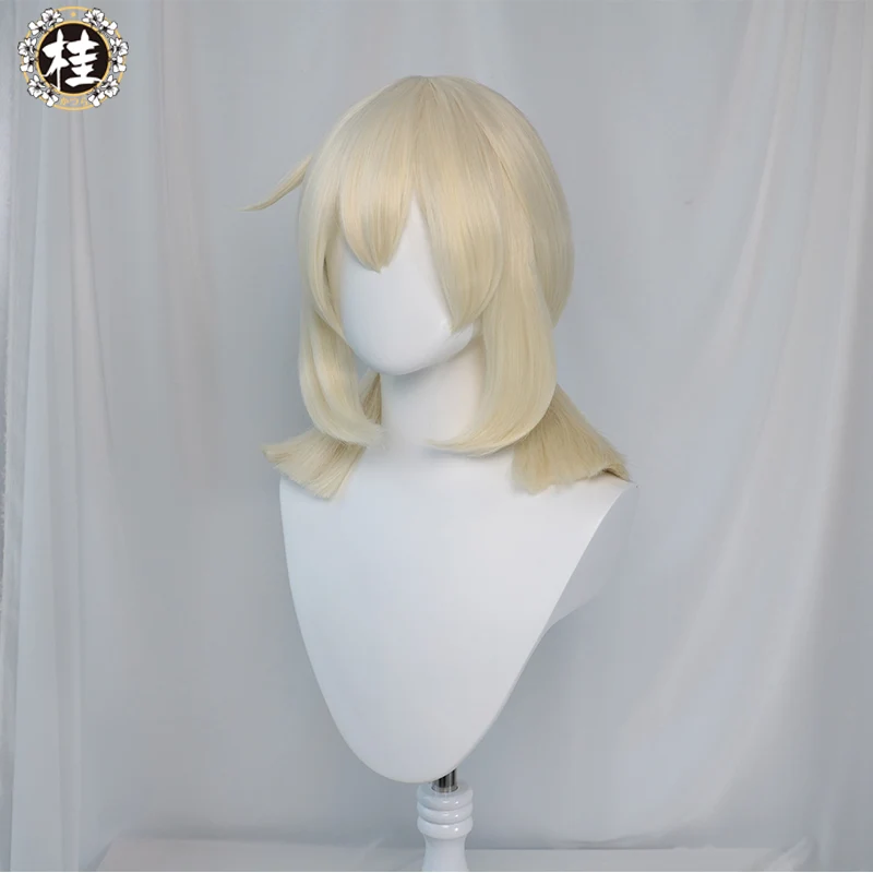 Uwowo Game Genshin Impact Klee Fleeing Sunlight Cosplay Wig Spark Knight Red Burny Girl 40cm Cream gold Twin tail Hair - Image 3