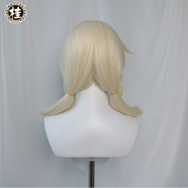 Uwowo Game Genshin Impact Klee Fleeing Sunlight Cosplay Wig Spark Knight Red Burny Girl 40cm Cream gold Twin tail Hair - Image 4