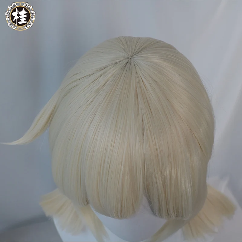 Uwowo Game Genshin Impact Klee Fleeing Sunlight Cosplay Wig Spark Knight Red Burny Girl 40cm Cream gold Twin tail Hair - Image 5