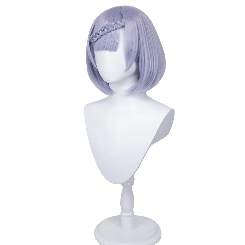 Uwowo Game Genshin Impact Noelle Cosplay Wig 35cm Light Purple Short Hair - Image 5