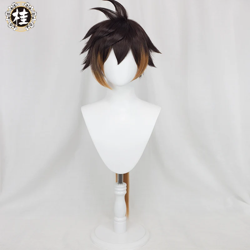 【Pre-sale】Uwowo Game Genshin Impact Zhongli Vago Mundo Cosplay Wig 28cm Orange Short Hair - Image 4