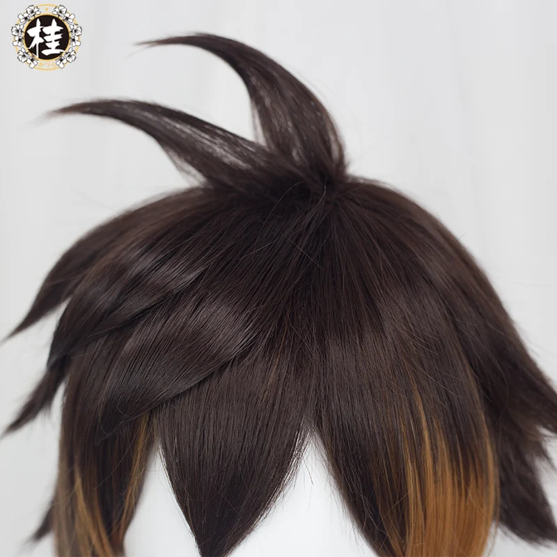 【Pre-sale】Uwowo Game Genshin Impact Zhongli Vago Mundo Cosplay Wig 28cm Orange Short Hair - Image 5